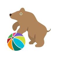 Bär, der ein flaches, mehrfarbiges Symbol durchführt vektor