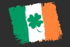 Vektor-Vintage-Irland-Flagge mit glücklichem vierblättrigem Kleeblatt für Patrick's Day. vektor