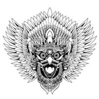 garuda jatayu balinesischer tatto-stil in schwarz und weiß vektor