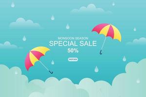 monsun säsong försäljning bakgrund med gradient stil. vektor