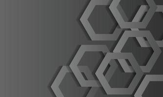 graue abstrakte Tapete mit geometrischer Hexagon-Überlappungsschicht. vektor