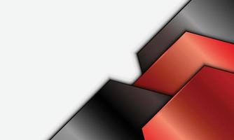 abstrakt röd och svart metallisk metall geometriskt överlappande lager på vit bakgrund. vektor