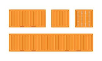 orangefarbener Frachtcontainer für Logistik und Transport isoliert auf weißer Hintergrundvektorillustration