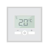 Elektronischer Thermostat mit Bildschirm für die Fußbodenheizung. Temperaturkontrolle. Vektor-Illustration isoliert auf weißem Hintergrund