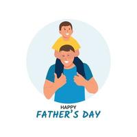 glad fars dag. leende son på fars shoulders.vector illustration vektor