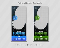 roll up banner mall med restaurang pull up cover design för business pro nedladdning vektor