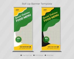 roll up banner mall med restaurang pull up cover design för business pro nedladdning vektor