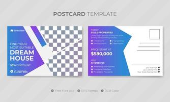 fastigheter vykort mall eller sociala medier design för företag vektor