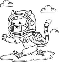 Cartoon Katze American Football Malbuch. isoliert auf weißem Hintergrund. vektor