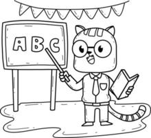 djur målarbok alfabetet. isolerad på vit bakgrund. vektor tecknad katt lärare.