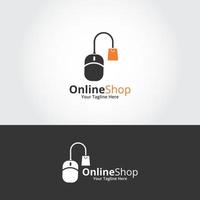 online butik logotyp design mall. illustration vektorgrafik. perfekt för e-handel, försäljning, butikswebbelement, företagsemblem. vektor