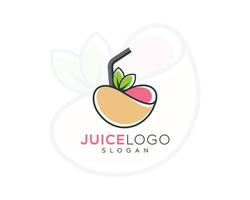 juice logotyp design, färgglad juice logo design, juice, halm, gröna blad vektor logo design