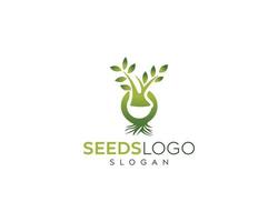 grünes frisches Saatgut-Logo-Design - natürliches Saatgut-Logo-Vektordesign vektor