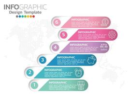 Infografik Template Design mit 6 Farboptionen. vektor