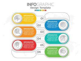 Infografik Template Design mit 6 Farboptionen.