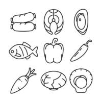 färsk mat ikonuppsättning enkel design, vektor