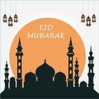 eid mubarak islamische hintergrundvorlage, eid al adha und iftar mit arabischem text gesegnetes fest oder festival. eid mubarak text, muslim, islamischer feiertag. vektor