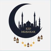 eid mubarak islamische hintergrundvorlage, eid al adha und iftar mit arabischem text gesegnetes fest oder festival. eid mubarak text, muslim, islamischer feiertag. vektor