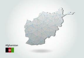 Vektorkarte von Afghanistan mit trendigem Dreiecksdesign im polygonalen Stil auf dunklem Hintergrund, Kartenform im modernen 3D-Papierschnitt-Kunststil. geschichtetes Papierschnitt-Design. vektor