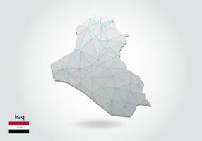 vektor karta över Irak med trendiga trianglar design i polygonal stil på mörk bakgrund, kartform i modern 3d papper cut art stil. skiktad pappersutskärningsdesign.