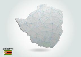 polygonale Simbabwe-Vektorkarte. Low-Poly-Design. Karte aus Dreiecken auf weißem Hintergrund. geometrische zerknitterte dreieckige Low-Poly-Stil-Gradientengrafik, Linienpunkte, ui-Design. vektor