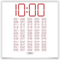 digital klocka närbild som visar klockan 10. röd digital klocka nummeruppsättning elektroniska siffror premium vektor