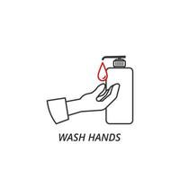 Händewaschen mit Seifensymbolvektor vektor