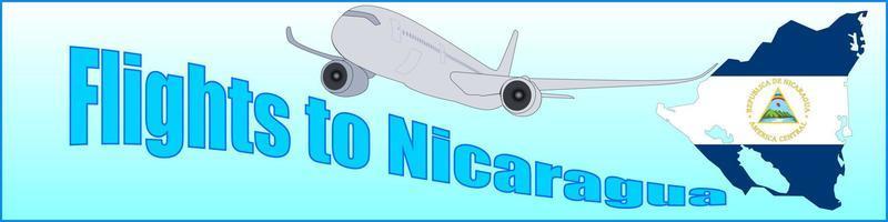 Banner mit der Aufschrift Flüge nach Nicaragua vektor