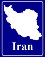 tecken som en vit siluett karta över Iran vektor