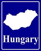 tecken som en vit siluett karta över Ungern vektor