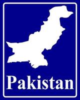 tecken som en vit siluett karta över pakistan vektor