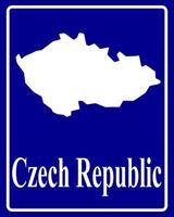 tecken som en vit siluett karta över Tjeckien vektor