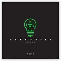 grünes blatt und birne, erneuerbare energie, ökologie, natur, lampe, idee logo design template premium vector logo premium elegant template vector eps 10