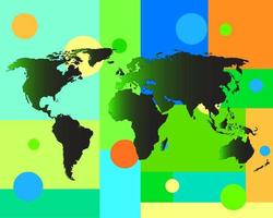 Weltkarte auf einem mehrfarbigen Hintergrund vektor