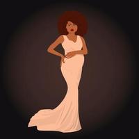 Schwangere Afroamerikanerin im eleganten Kleid vektor