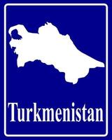 tecken som en vit siluett karta över turkmenistan vektor