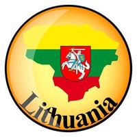 orange knapp med bildkartor över Litauen vektor