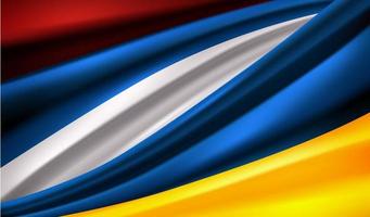 Ukrainas och Rysslands flagga. 3D vektor banner med kopia utrymme