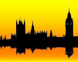 Silhouette der Londoner Landschaft auf orangefarbenem Hintergrund vektor