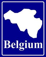 tecken som en vit siluett karta över Belgien vektor
