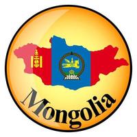 oranger Knopf mit den Bildkarten der Mongolei vektor