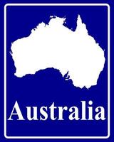 tecken som en vit siluett karta över Australien vektor