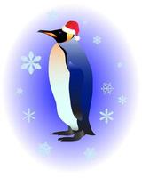 Pinguin mit roter Mütze auf blauem Hintergrund vektor