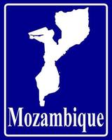 Zeichen als weiße Silhouettenkarte von Mosambik vektor