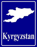 tecken som en vit siluett karta över Kirgizistan vektor
