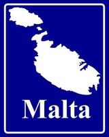 Zeichen als weiße Silhouette Karte von Malta vektor
