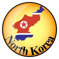 Oranger Knopf mit den Bildkarten von Nordkorea vektor
