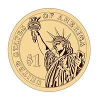 mynt i en dollar på en vit bakgrund vektor