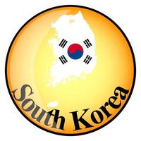Oranger Knopf mit den Bildkarten von Südkorea vektor
