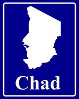 Melden Sie sich als weiße Silhouettenkarte des Tschad an vektor